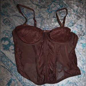 Elegant Brown Lace Bustier